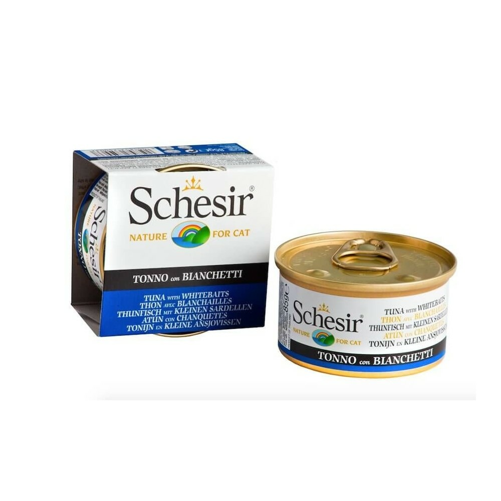 Pâtée en gelée thon/blanchailles chat (boite 85g) - schesir 85 g