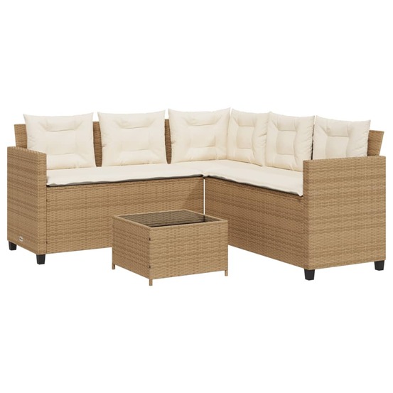 Canapé de jardin avec table et coussins en forme de l beige