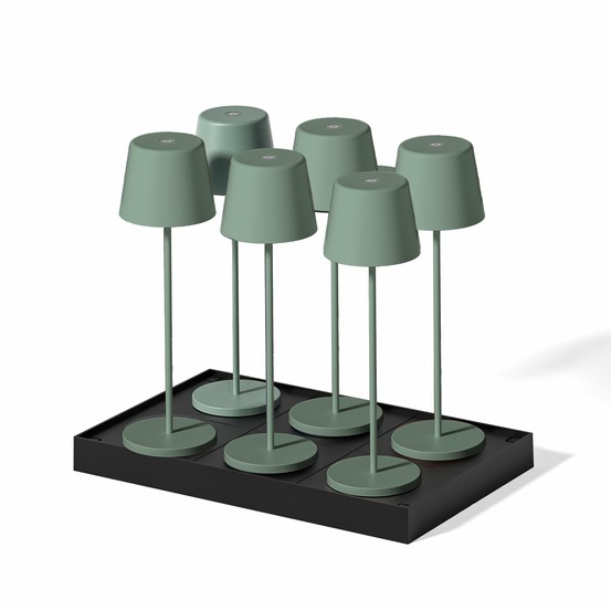 6 lampes led avec plateau de chargement kelly vert metal h38cm
