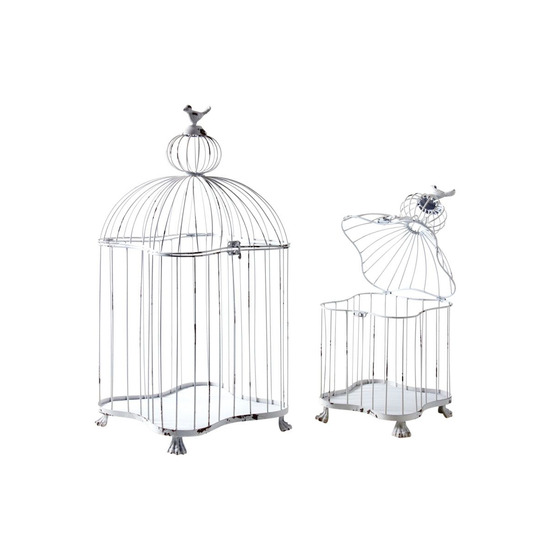 Cages en métal laqué blanc patiné (lot de 2)