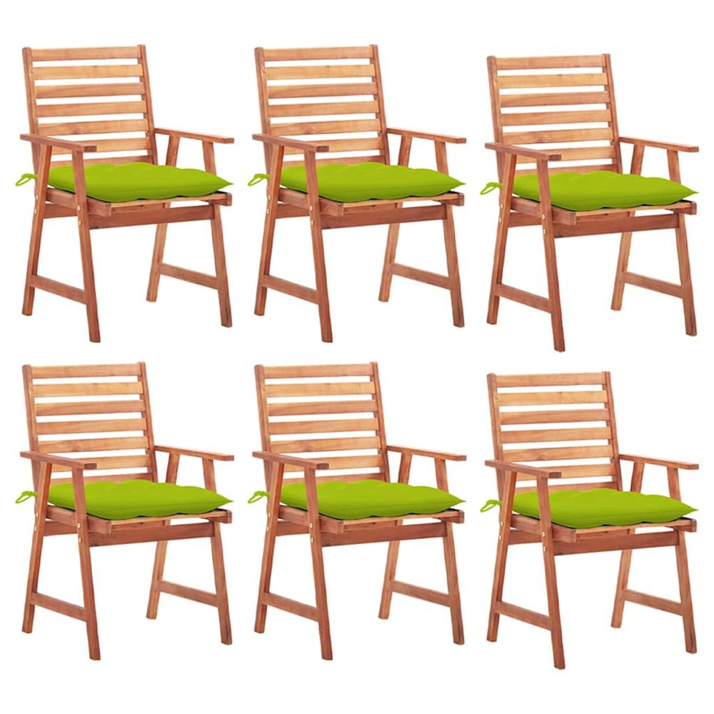 Chaises à manger d'extérieur lot de 6 et coussins acacia massif