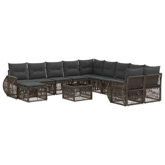 Ensemble de canapé de jardin 12 pcs gris polyrotin