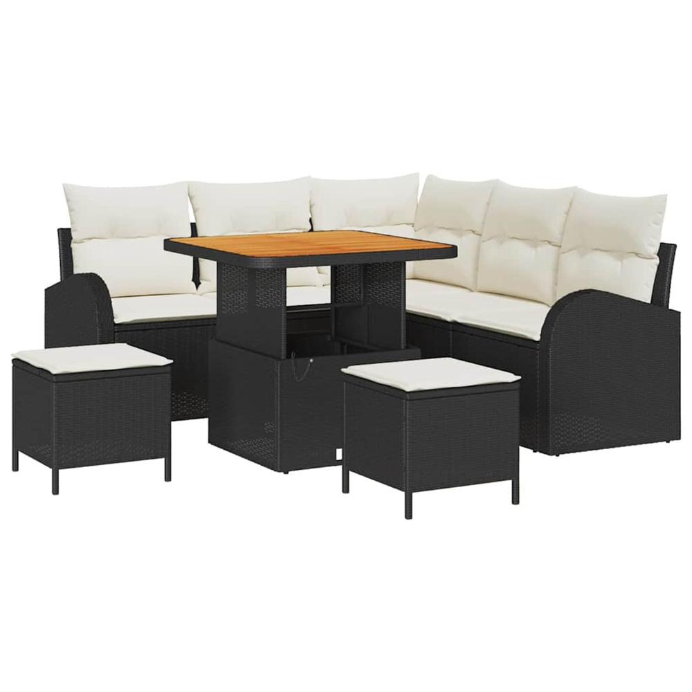 Ensemble de canapé de jardin avec coussin 8 pcs noir et crème