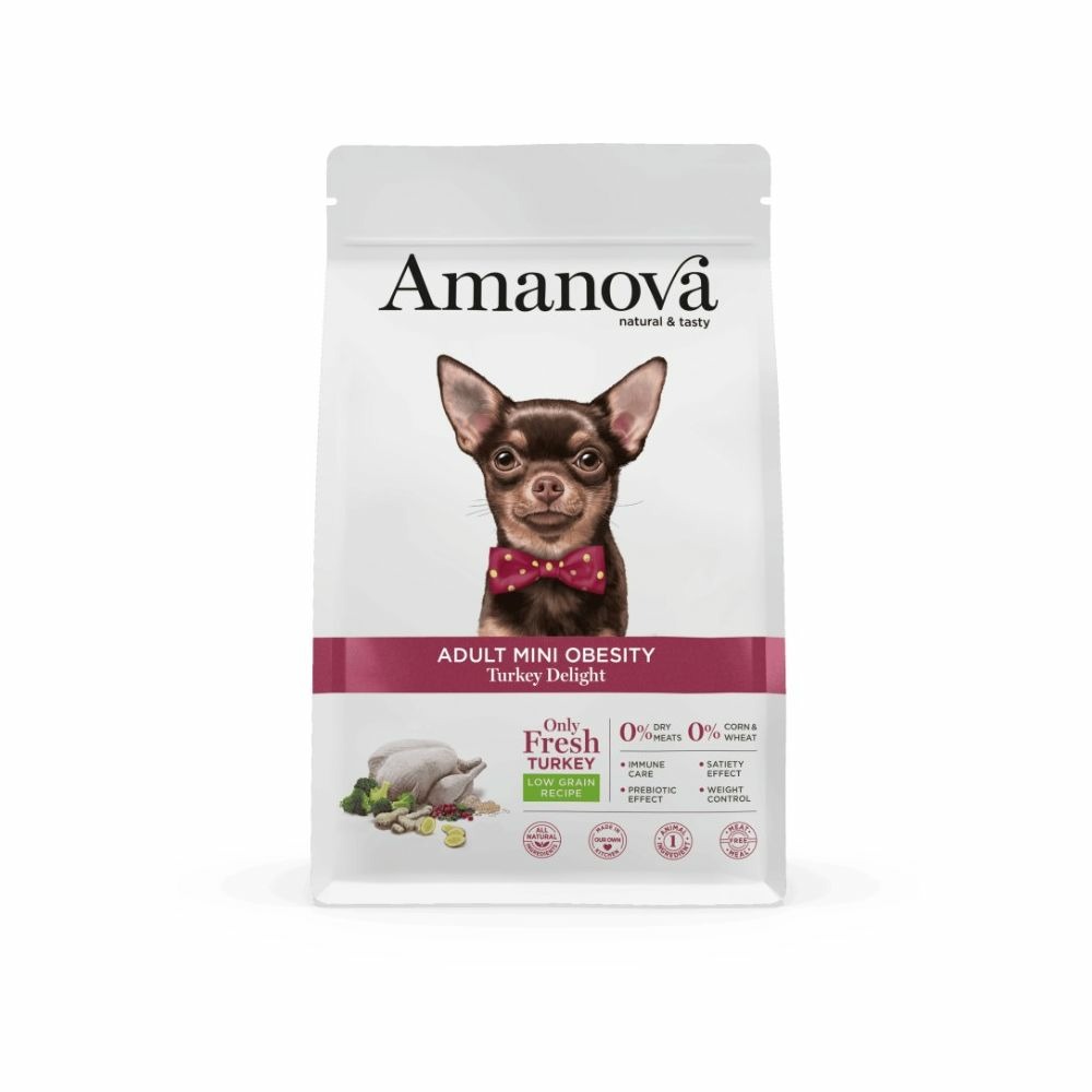 Croquettes chien mini obesity surpoids amanova dinde 7 kg 2 kg