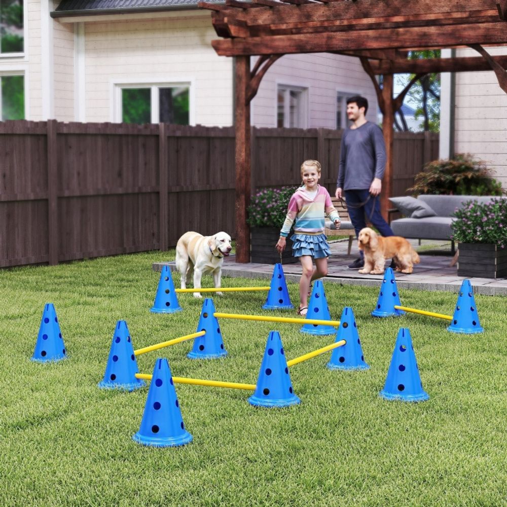 Set agility chien plastique abs entraînement jardin obstacles modulables bleu - comfortxl outdoor living