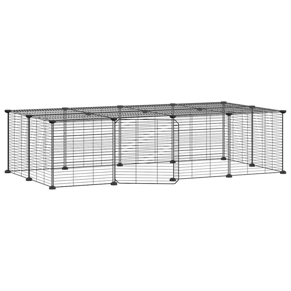 Cage animaux de compagnie à 20 panneaux et porte 35 x 35 cm noir