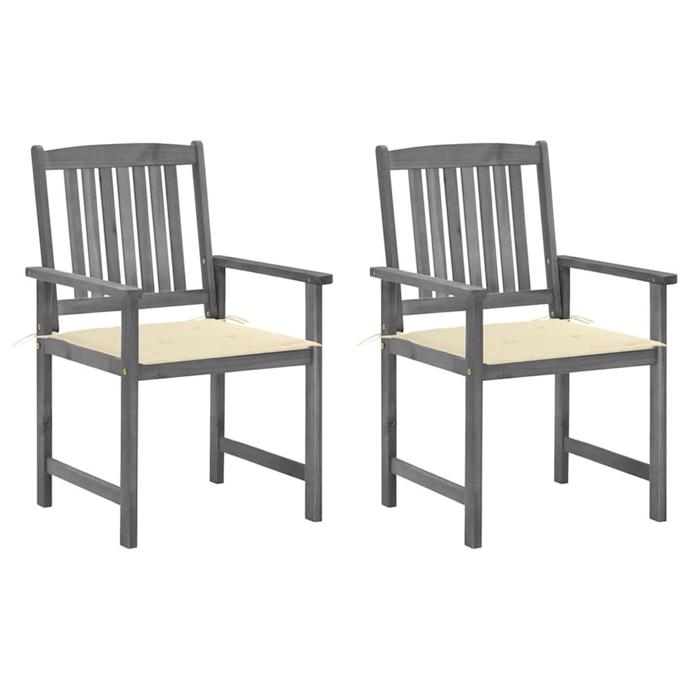 Chaises de jardin et coussins lot de 2 gris bois acacia massif
