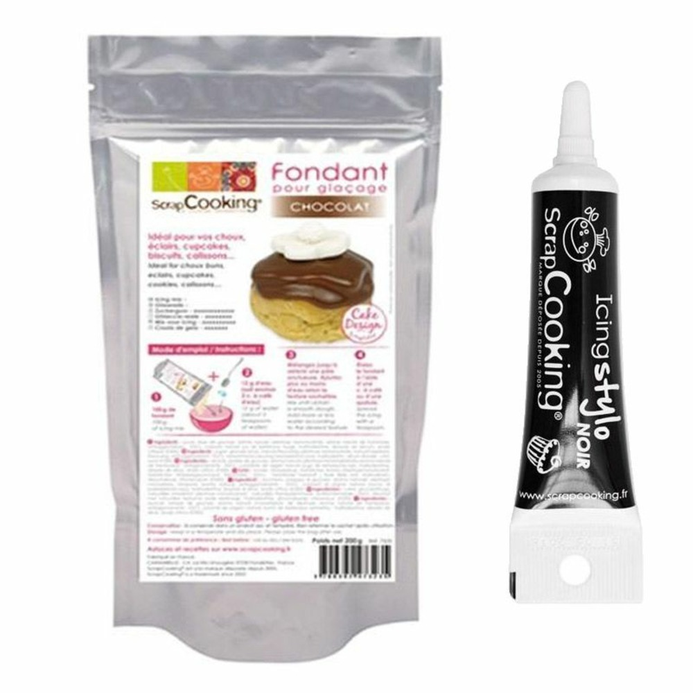 Préparation glaçage chocolat + stylo de glaçage noir