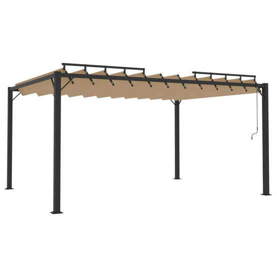 Tonnelle avec toit à persienne 3x4 m taupe tissu et aluminium