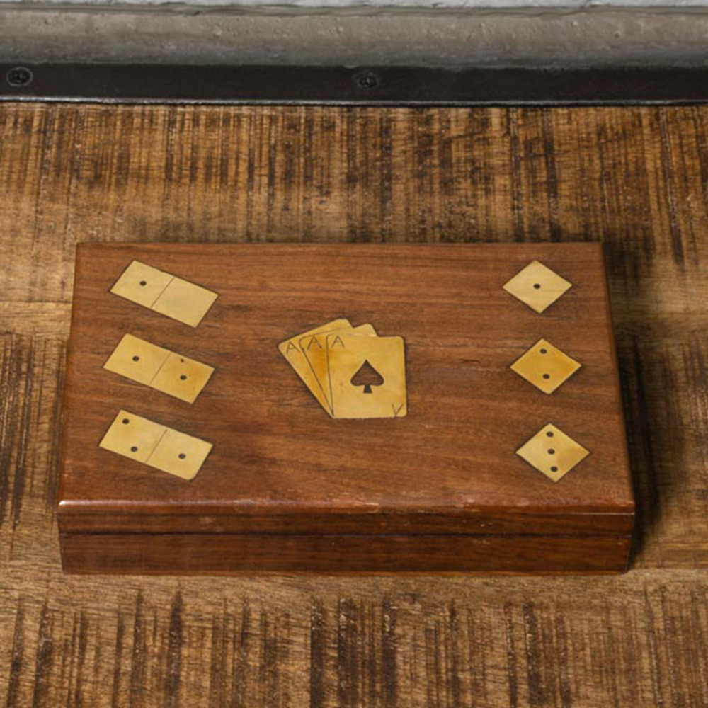 Boîte de jeux 3 en 1 détails laiton 25x4x12cm