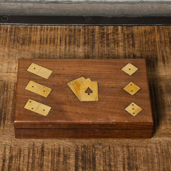 Boîte de jeux 3 en 1 détails laiton 25x4x12cm