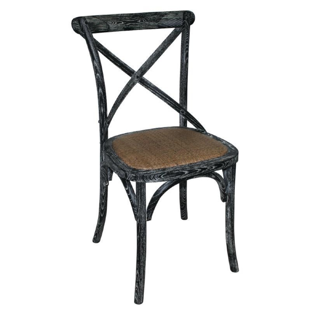 Chaises en bois noir patiné avec dossier croisé - lot de 2 - bolero