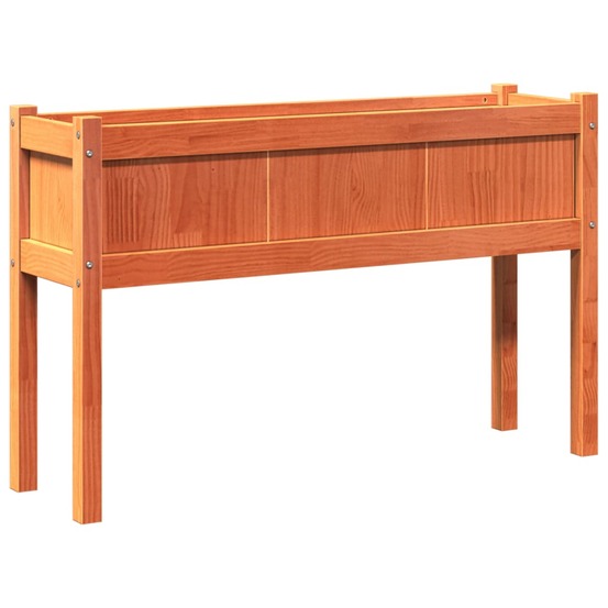 Jardinière bac lit surélevé plantes fleurs jardin terrasses avec pieds et pieds 110 x 31 x 70 cm bois de pin massif marron 02