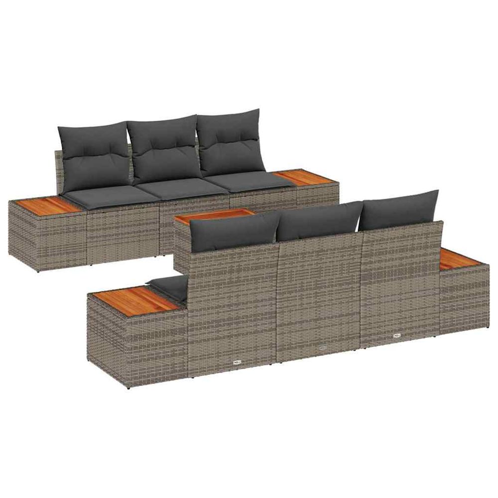 Ensemble de canapé de jardin 7 pc gris poly rotin