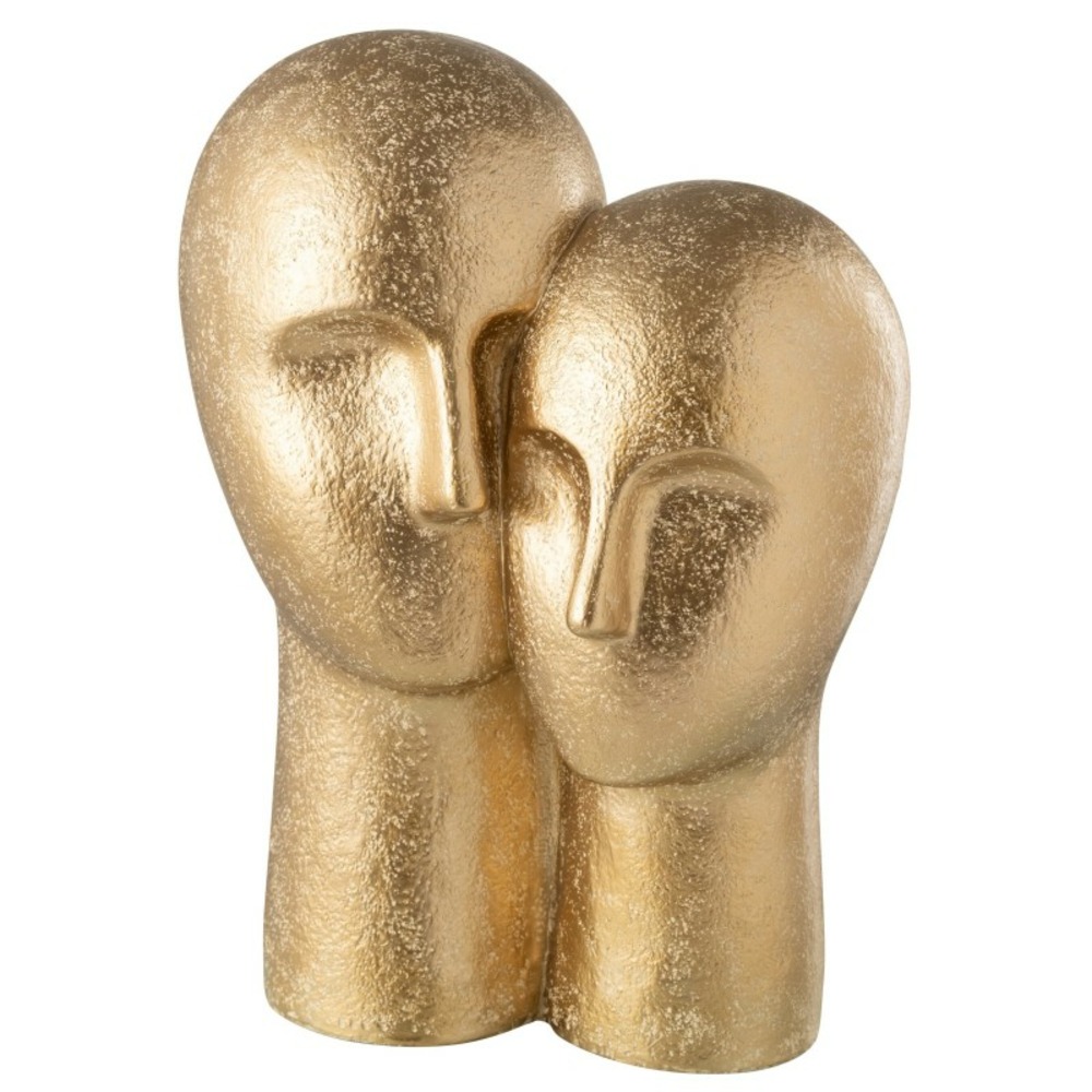 Tête de couple en résine doré 31x21x42 cm