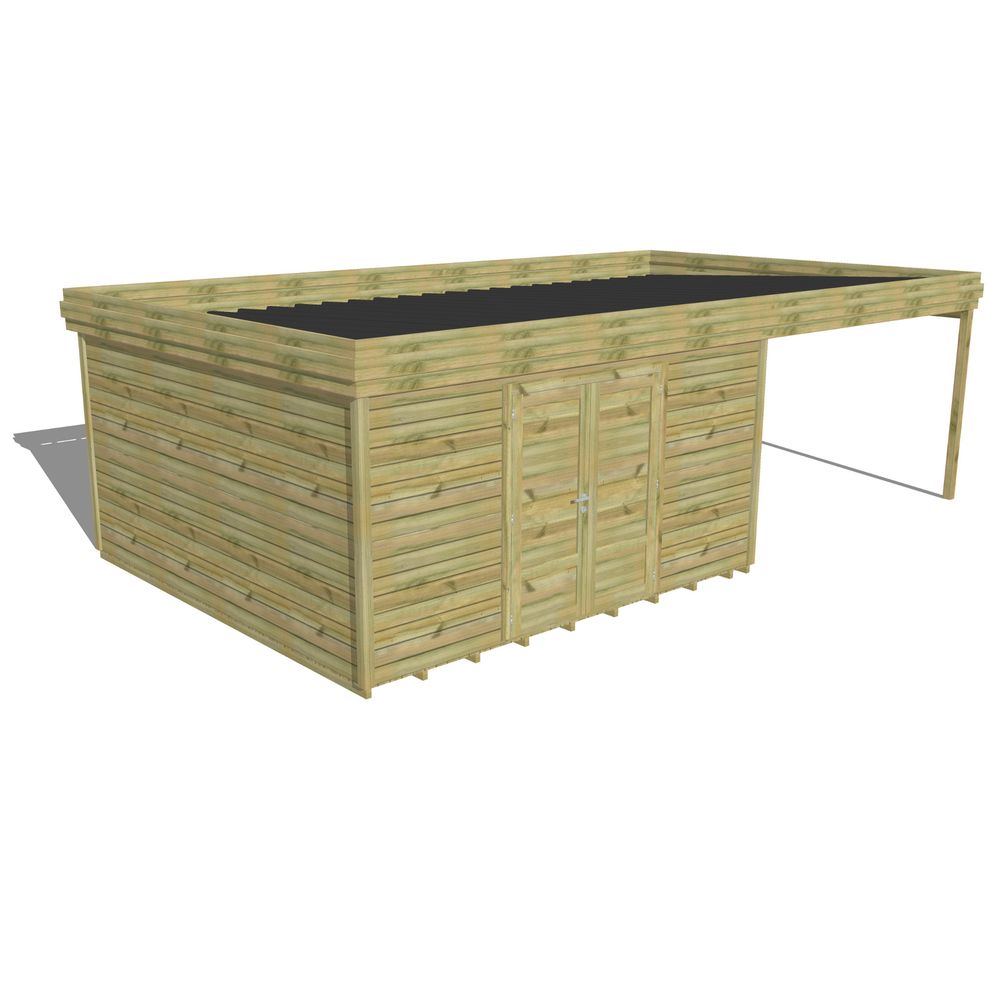 Abri de jardin bois pin traité autoclave 27mm - 7,84x4,34m / 34m2 - bac acier - plancher bois