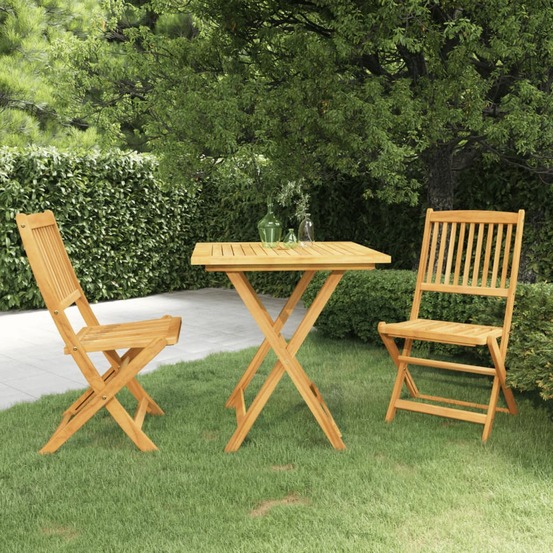 Ensemble à manger de jardin pliable 3 pcs bois d'acacia solide