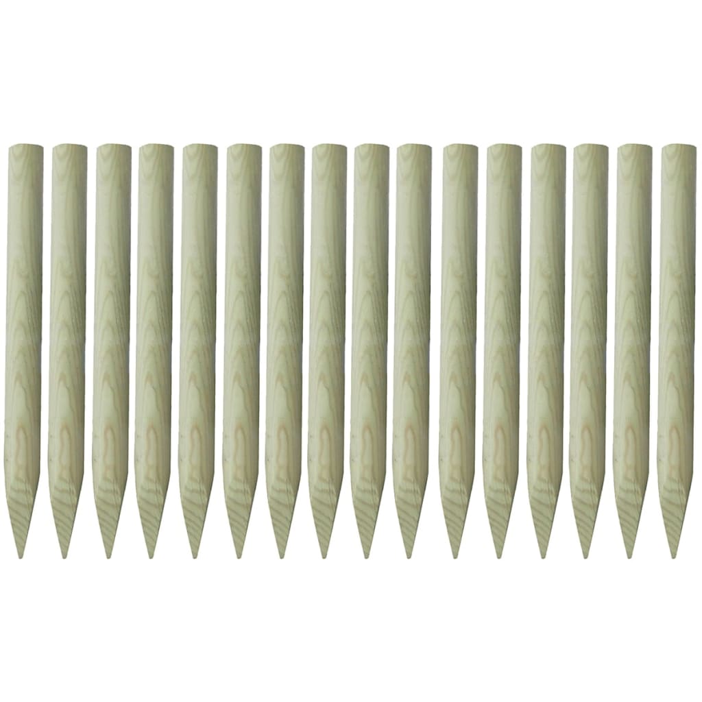 Poteaux pointus de clôture 16 pcs bois imprégné 100 cm