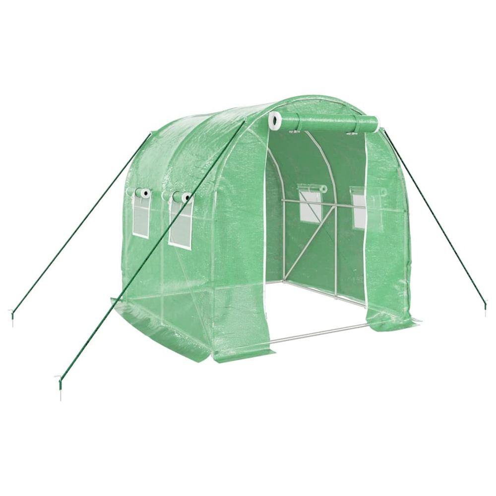 Serre avec cadre en acier vert 4 m² 2x2x2 m