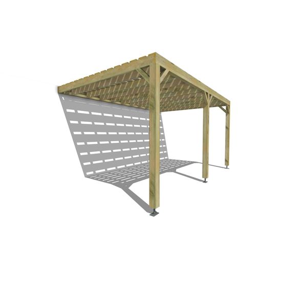 Pergola bois • 5m x 3m • adossée • sens profondeur • platelage bois • livraison comprise