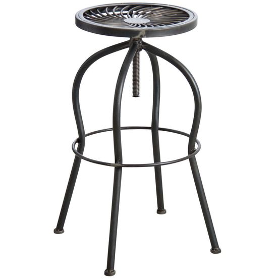 Tabouret haut pivotant en métal gris
