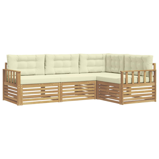Ensemble de canapés d'extérieur 5 pcs blanc et crème polyester