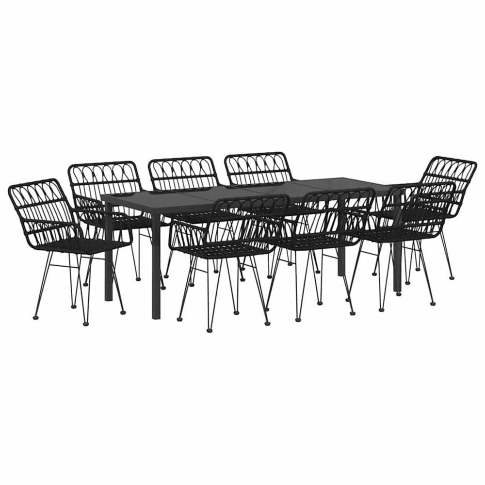 Ensemble de salle à manger pour jardin 9 pcs noir