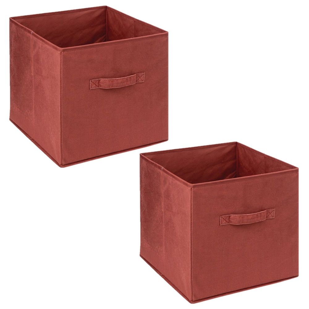 Lot de 2 boites de rangement cube en velours mix'n modul - l.31 x l.31 x h.31 cm - terre de sienne