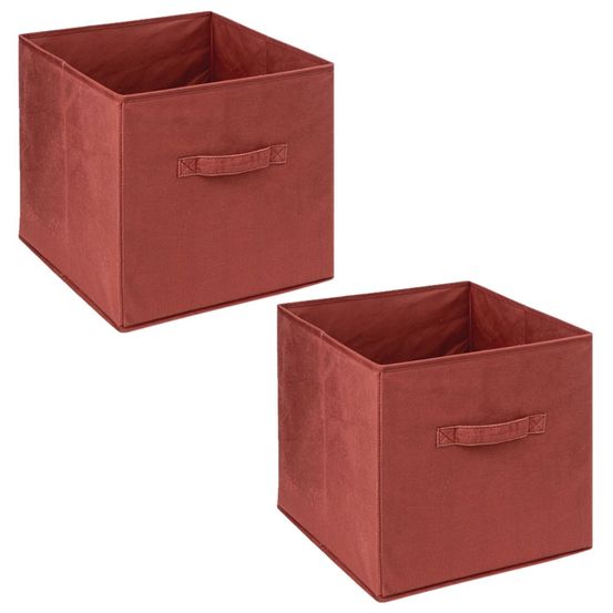Lot de 2 boites de rangement cube en velours mix'n modul - l.31 x l.31 x h.31 cm - terre de sienne