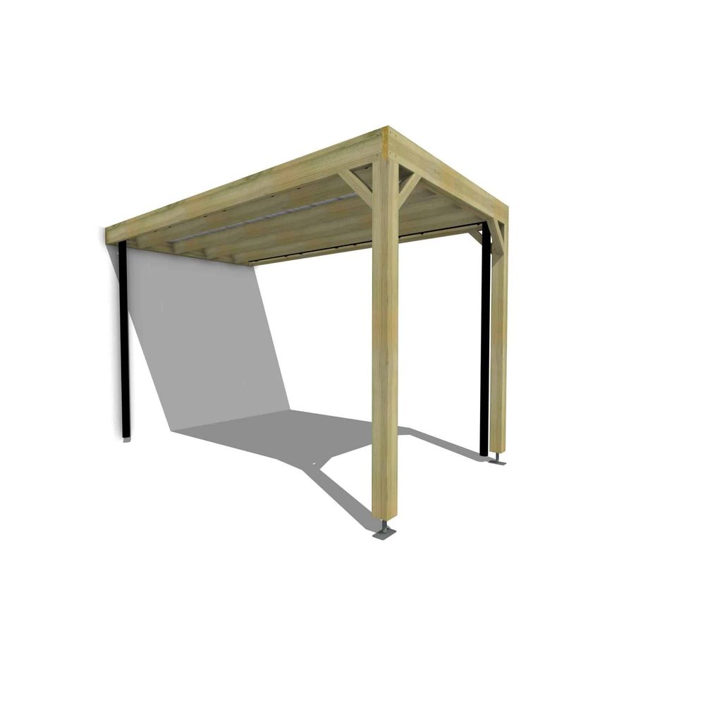 Carport bois adossé 9 m² • 2 x 4 m • hauteur de passage 2,37 m • sens profondeur • livraison comprise