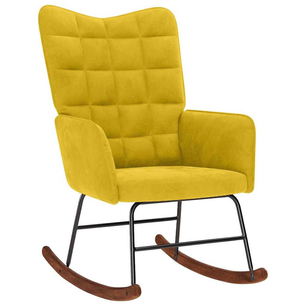 Chaise à bascule jaune velours