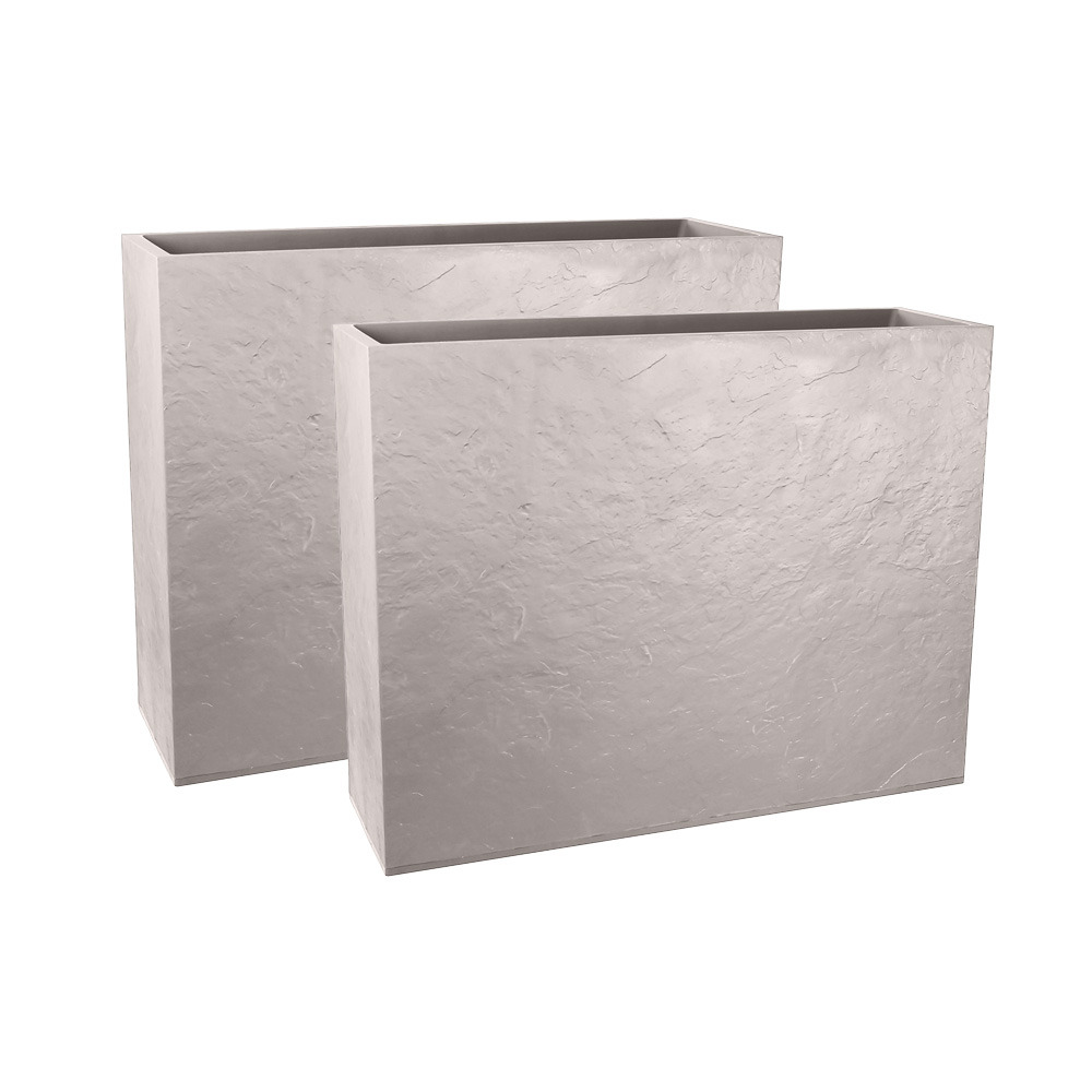 Jardinière rectangulaire volcania apparence pierre 63l-lot de 2