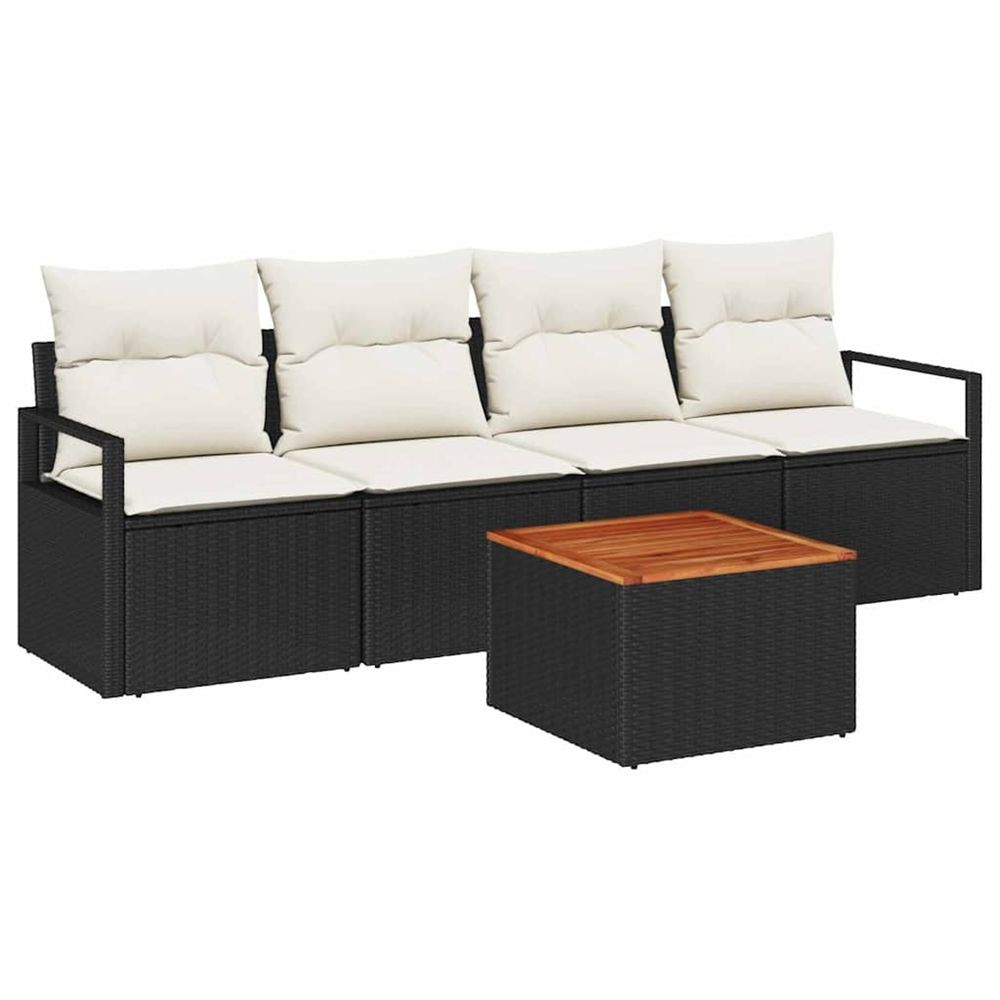 Ensemble de canapé de jardin 5 pc noir polyrotin