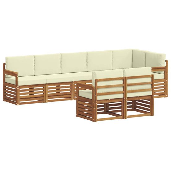 Ensemble de canapés d'extérieur 8 pc naturel et crème polyester