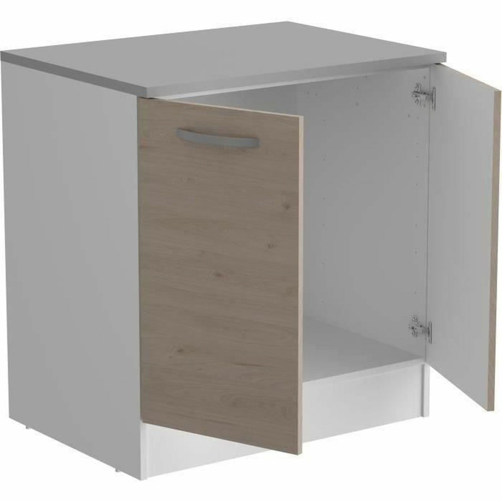 Meuble bas 2 portes + plan - chêne jackson - 80 x 60 x hauteur 86 cm