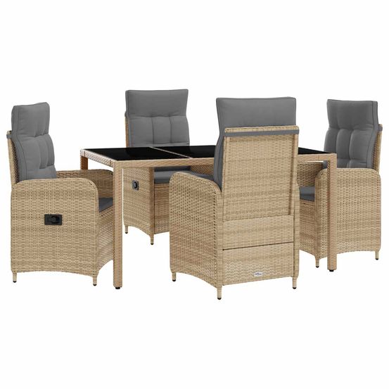 Ensemble de repas extérieur 5 pc beige et gris clair polyrotin