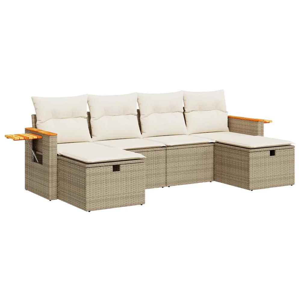 Salon de jardin avec coussins 6 pcs beige résine tressée