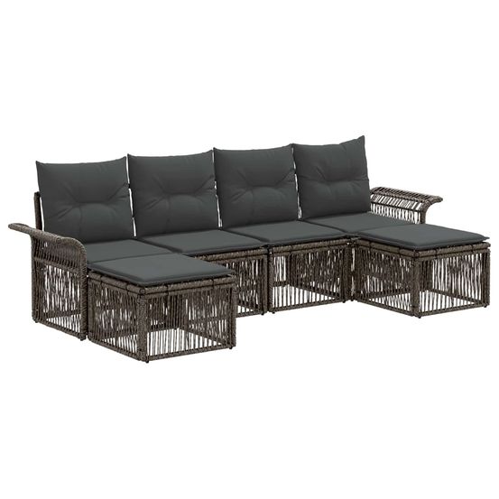 Ensemble de canapé de jardin 6 pc gris polyrotin