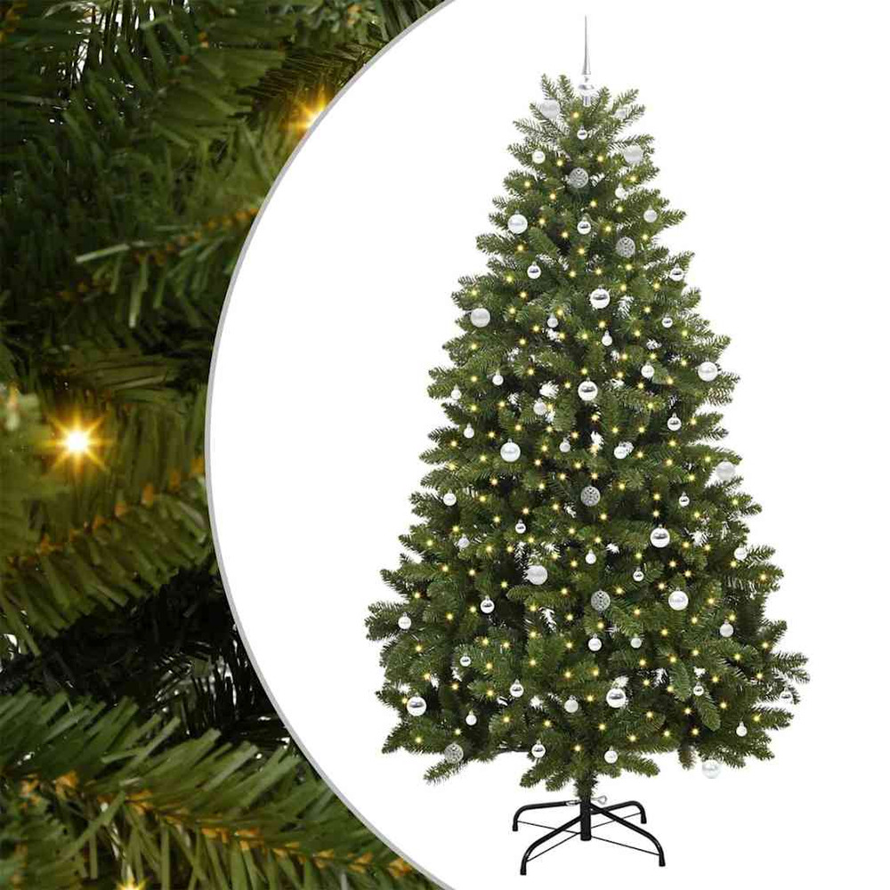 Sapin de noël artificiel avec 300 led vert 240 cm pvc et métal