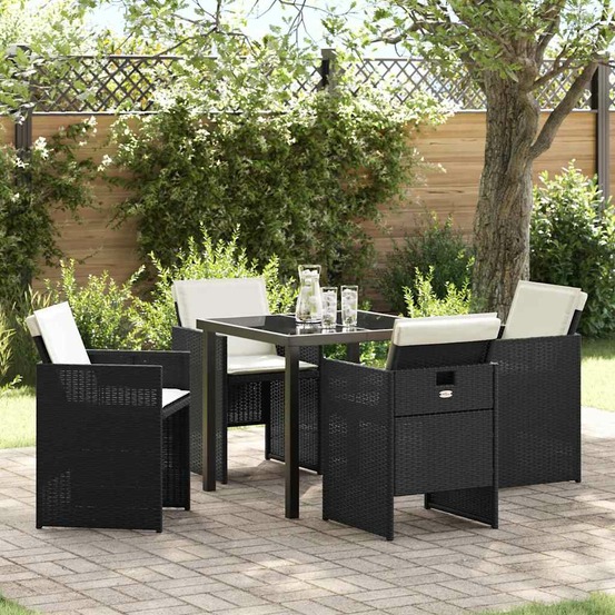 Ensemble de salle à manger pour jardin 5 pcs noir polyrotin