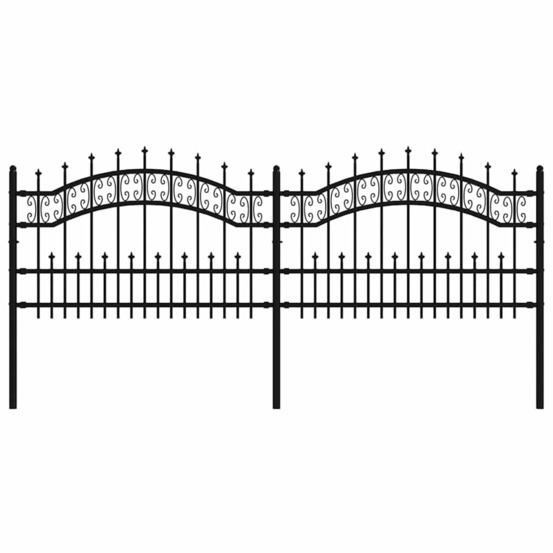 Clôture de jardin kampen avec pointe en forme de lance, noire, 240 x 75 cm, acier