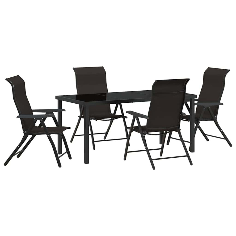 Ensemble de salle à manger pour jardin 5 pcs noir café