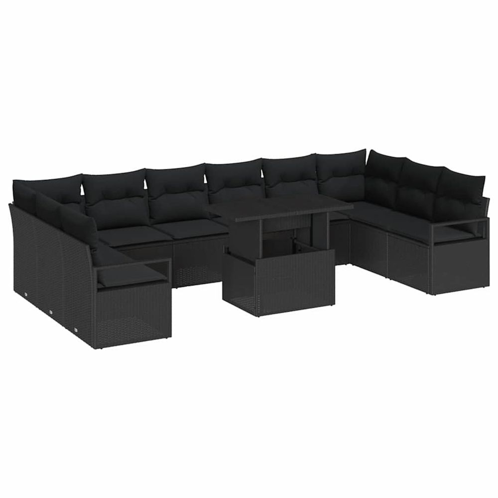 Ensemble de canapé de jardin 11 pc 10-nombre de places noir