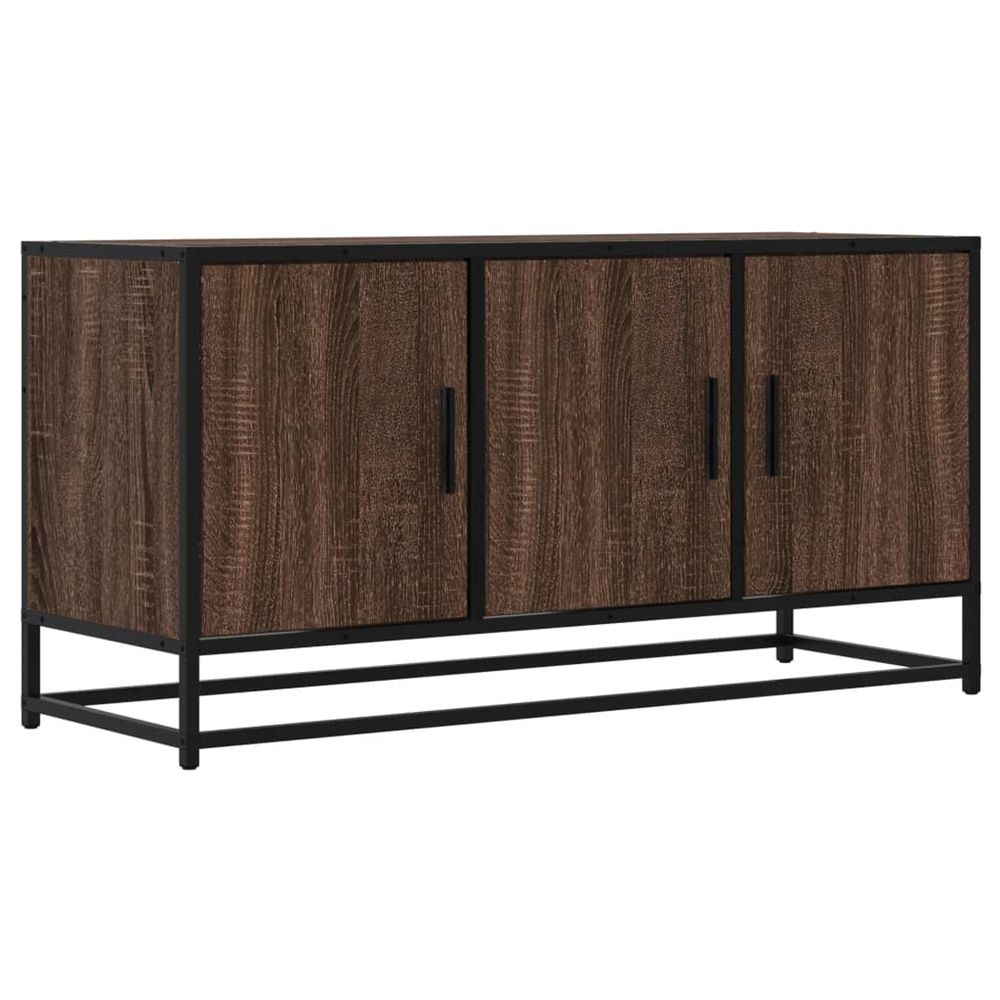 Meuble tv chêne marron 100x35x50 cm bois d'ingénierie et métal