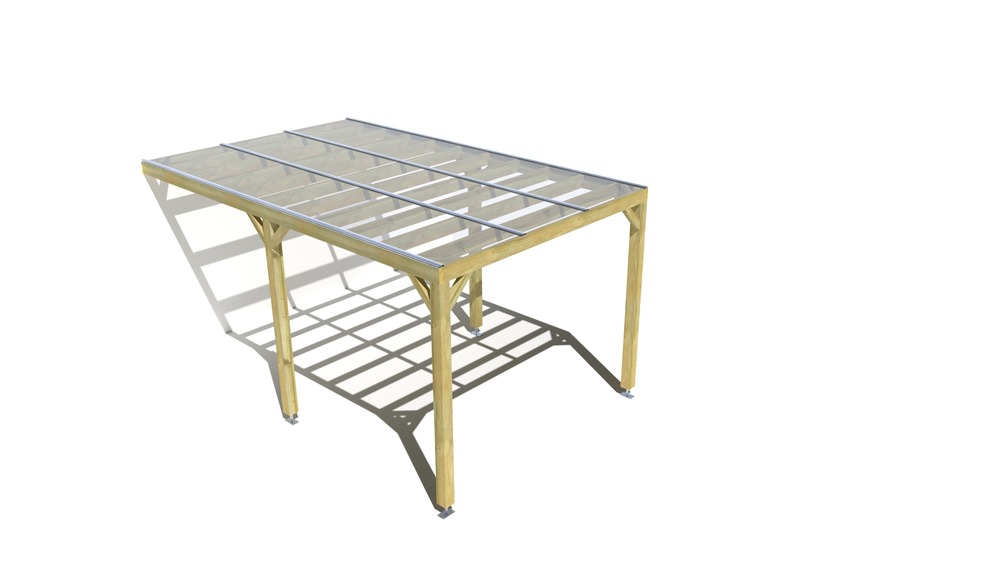 Pergola bois • 3m x 5m • adossée • sens largeur • couverture étanche transparente incluse • livraison comprise
