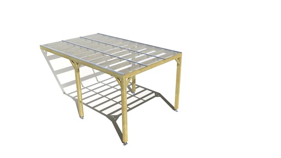 Pergola bois • 3m x 5m • adossée • sens largeur • couverture étanche transparente incluse • livraison comprise