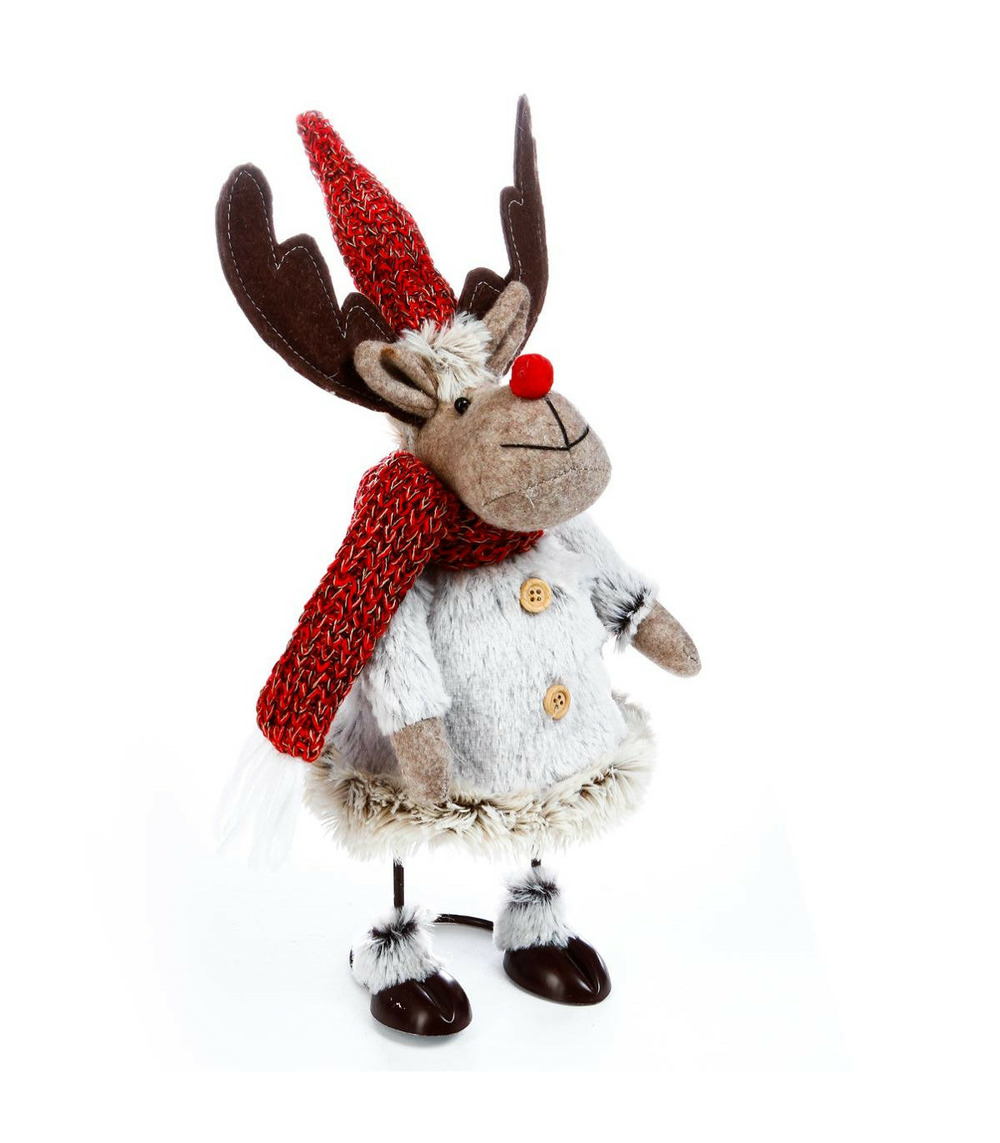 Déco de noël personnage à ressort en métal et textile h 35 cm