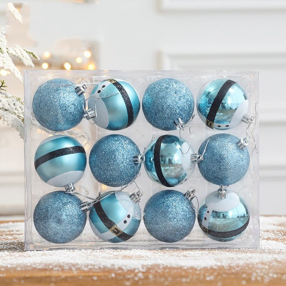 Lot de 12 boules de noël - mère noël