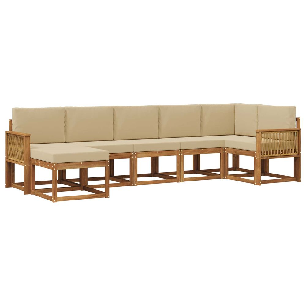 Ensemble de canapés d'extérieur 7 pc naturel et beige polyester