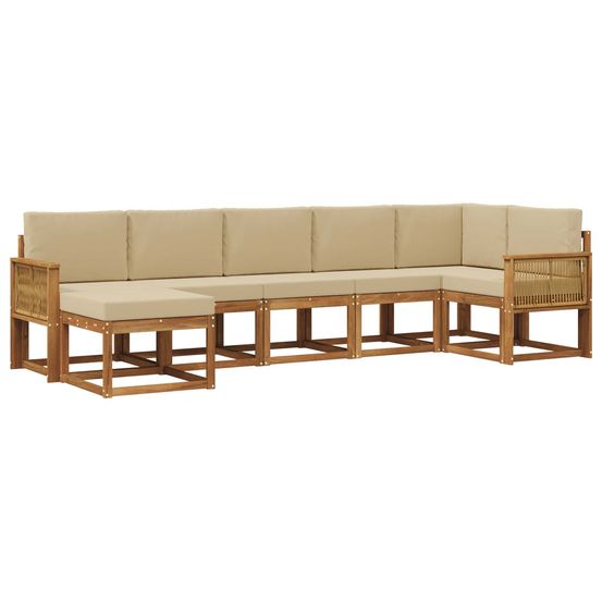 Ensemble de canapés d'extérieur 7 pc naturel et beige polyester